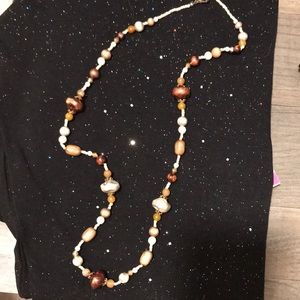 Cool beaded necklace in warm colours